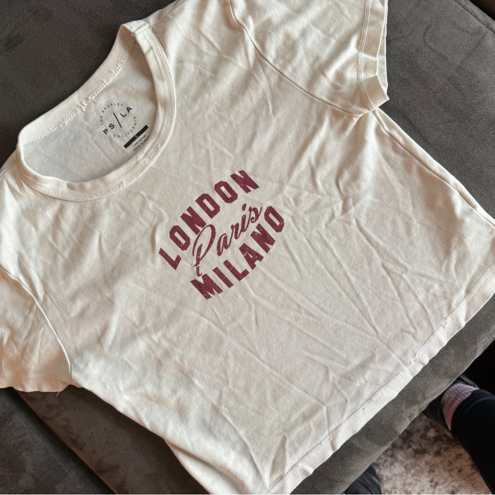 PacSun Cream Graphic Tee with Maroon Print